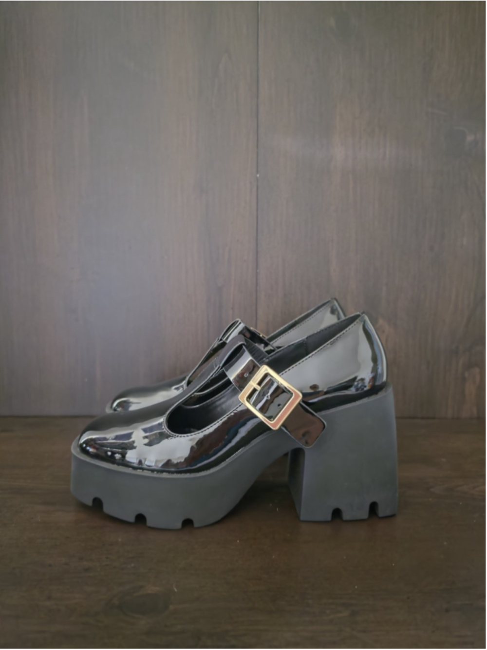 Steve Madden Paloma Retro Y2K Mary Janes Chunky Block Heel Pumps sz 7.5 M BLACK - Picture 6 of 16